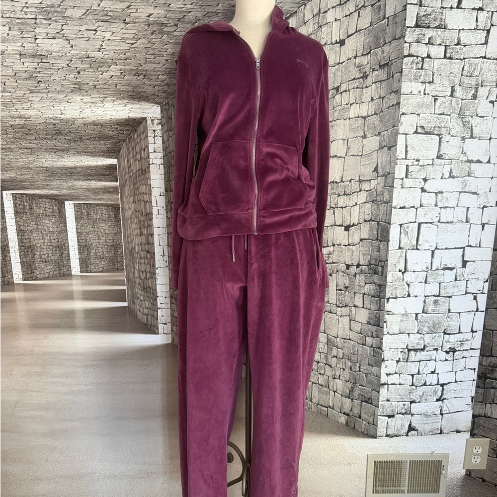 PINK Victoria's Secret Maroon Velour Jogger Set